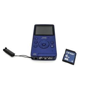 JVC HD Blue Memory Camera Model GC-FM1AU /w 4GB SD Card - Tested & Working!